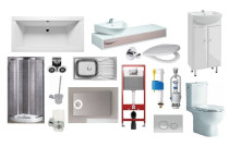 White sanitary ware, furniture and accessories