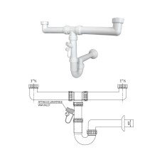 Syphon S-type for double sink,w/o waste, 11/2x40