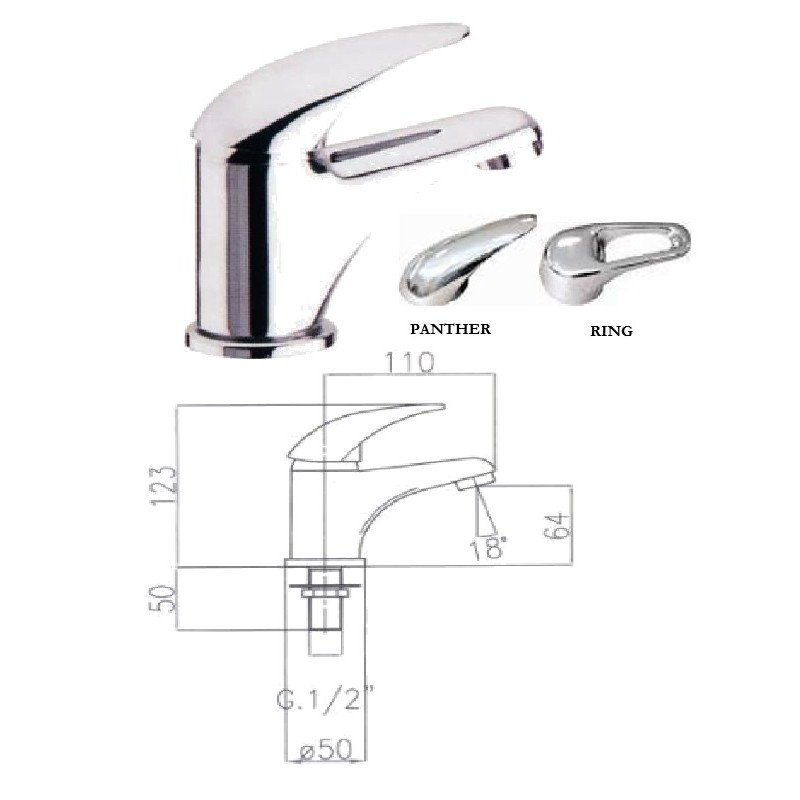 Ceramic sink tap for one water 1092, RING