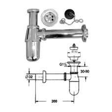 Сифон со сливом 1.1/4х32х65 112 Z, 1.1/4X32