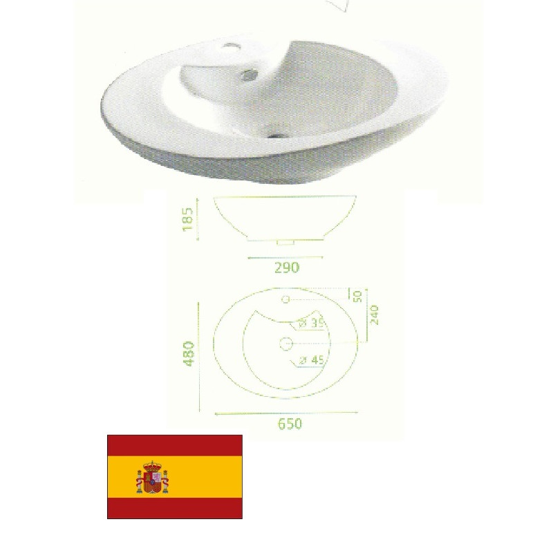 Керамическая раковина 65х48х18.5см 0003, ATHENAS