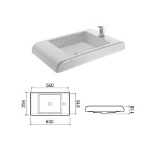 Ceramic sink 60x35cm white, FRAME