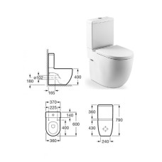 WC pot with seat 370x600, univ.waste, MERIDIAN