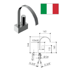 Ceramic sink faucet 113015/F, chrome, C4 ARCO