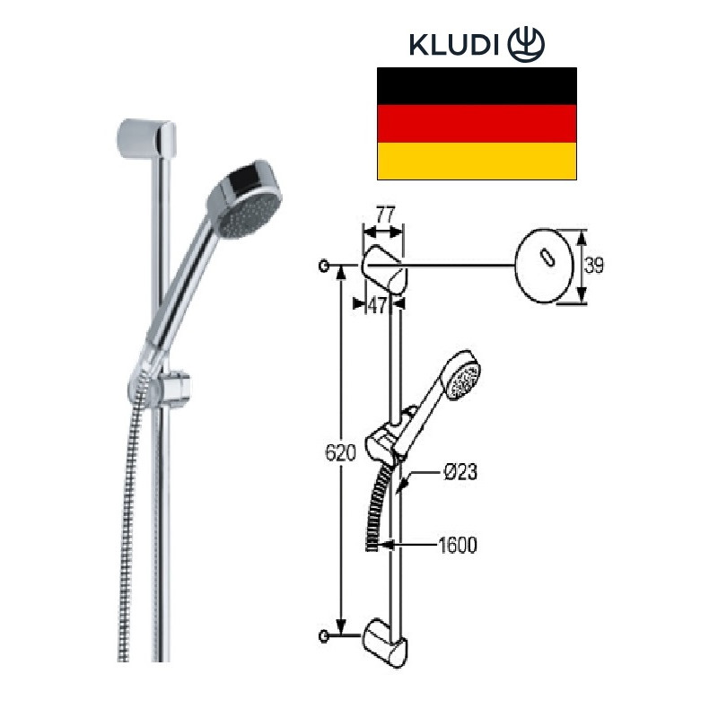 Dušas komplekts ZENTA 1S 60CM 6063005-00, ZENTA
