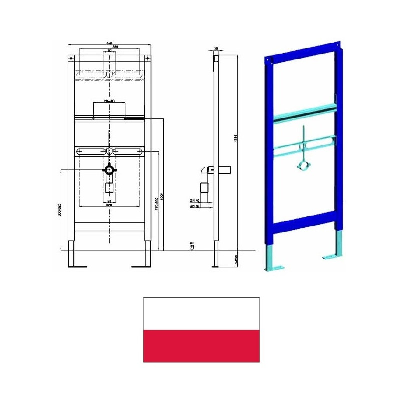 Zemapmetuma rāmis izlietnei 1185mm, 90.609.00