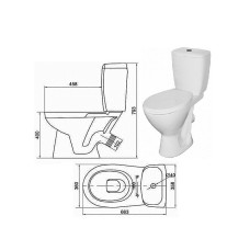 WC pot with seat, 45 degree waste 769, KORAL