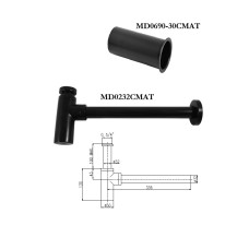 Труба для сифона 30см MD0690-30CMAT, MELNA/MAT.