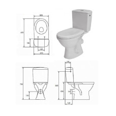 WC pot with seat, horizontal waste 114, MERIDA