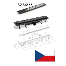 Grīdas ūdens noteka (nerūs.tēr.) SZA6750, 75CM,melns