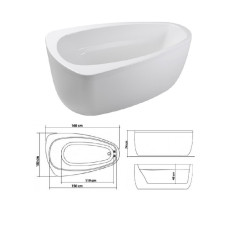 Bathtub freestanding 168x103cm, white, TIZIAN