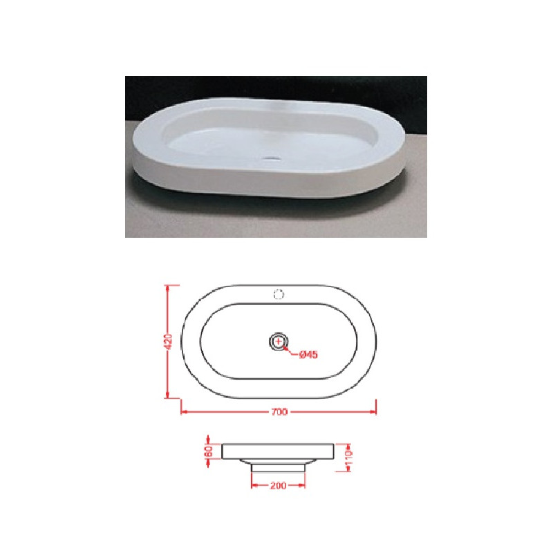 Ceramic sink L935, white, ULAHOP O