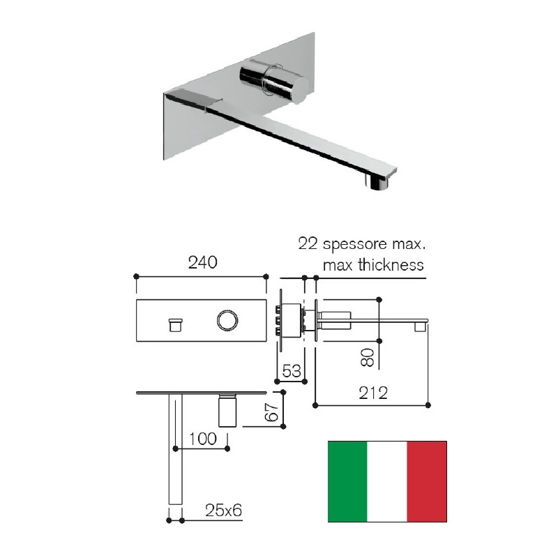 Ceramic sink faucet from the wall 113003, C4 ELLE