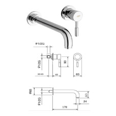 Ceramic sink faucet from the wall 12200, TECH