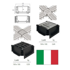 Rainwater drain channel,4-way 100x100, NER.TĒR