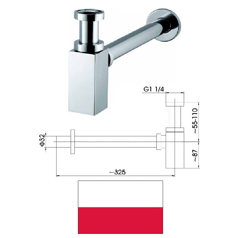 Sifons, 11/4*x32 (hroms) 600-002-00, 11/4X32