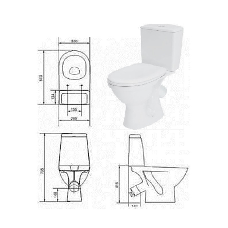 WC kompaktpods ar vāku, slīpais izv.773, MERIDA