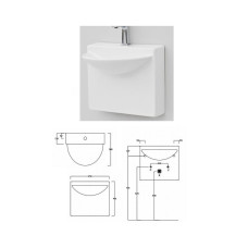 Keramiskā izlietne L850 WALL MINI,balta, WALL MINI