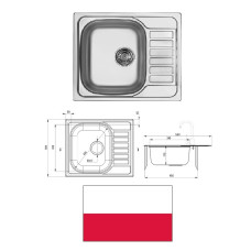 Kitchen sink with syphon,fasten.58x50x17, SOUL