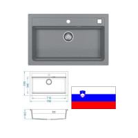 Virtuves izlietne 79x50,betona,ATROX 40, Granitāla