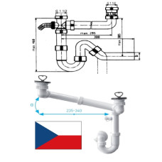 Syphon for double sink ED70440 (33.120), 1.1/2X50