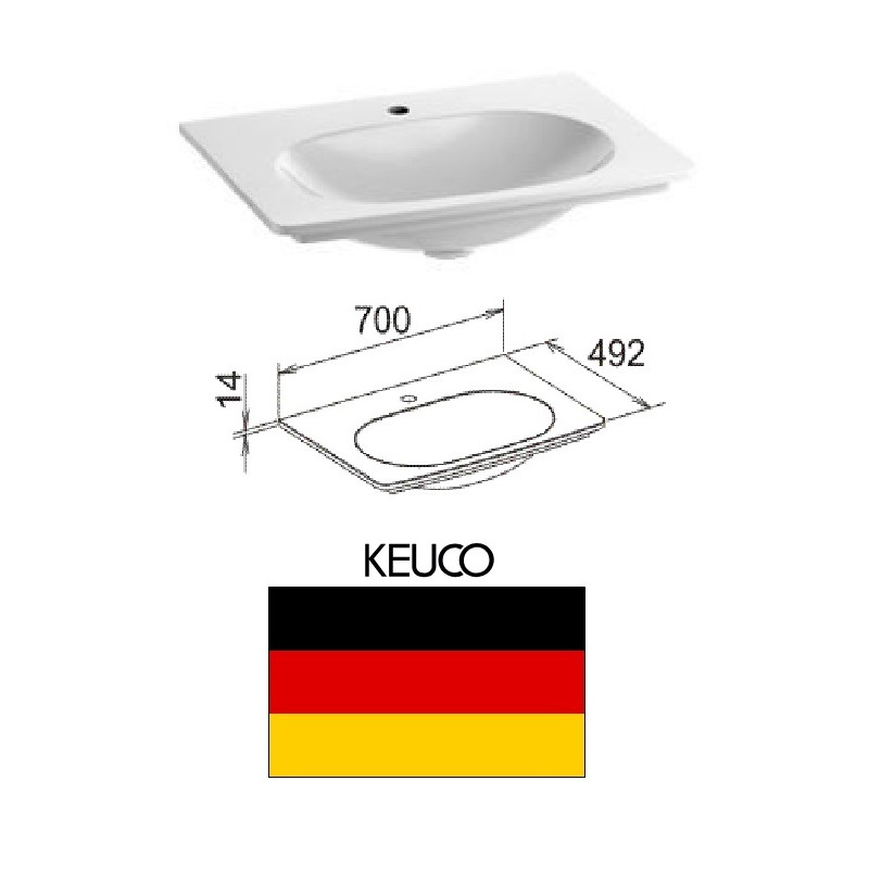 Ceramic sink 700mm, white, ELEGANCE