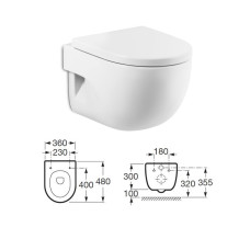 WC pot (wall hung) Compact, white 36x48, MERIDIAN