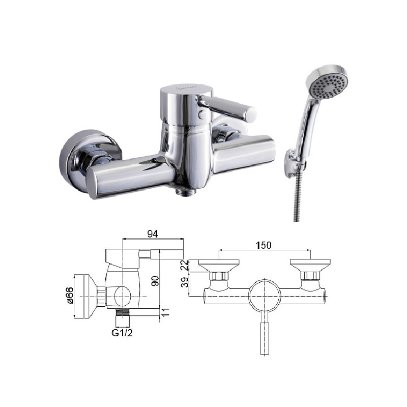 Dušas krāns ar komplektu MG-2041, ABAVA