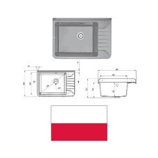 Economic sink metal with fasten.,syphon, KOMORA