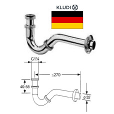 Syphon for bidet 1.1/4x32 chrome, 1.1/4X32