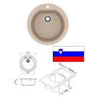 Kitchen sink 425x200 CADIT 100, Granitāla