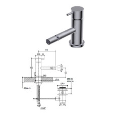 Смеситель для биде EOBA0120L хром, EOBA