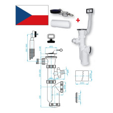 Сифон для мойки+стир.маш.+перелив, D70xDN50