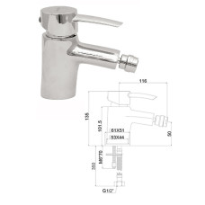 Bidē krāns ar noteci MG-6480, URANS
