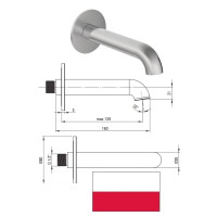 Spout 160mm, stainl.steel NQS_F80K, SILIA