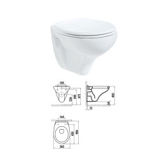 WC toilet seat soft close, white, CINAR