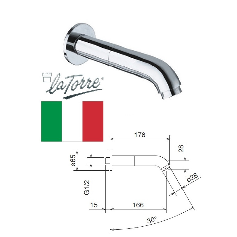 Izteka no sienas 18.5cm 12244/lo hroms, TECH