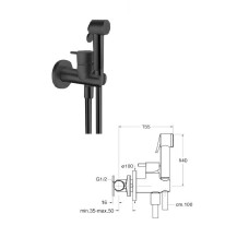 Bidet faucet external part, black, Cristina