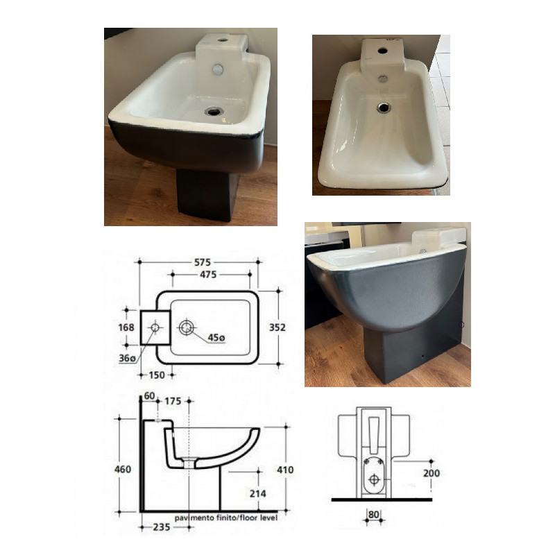 Bidē pods balts+melns, PELICAN