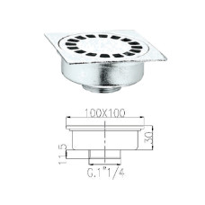 Grīdas traps 100x100mm (hroms) 917, 1.1/4