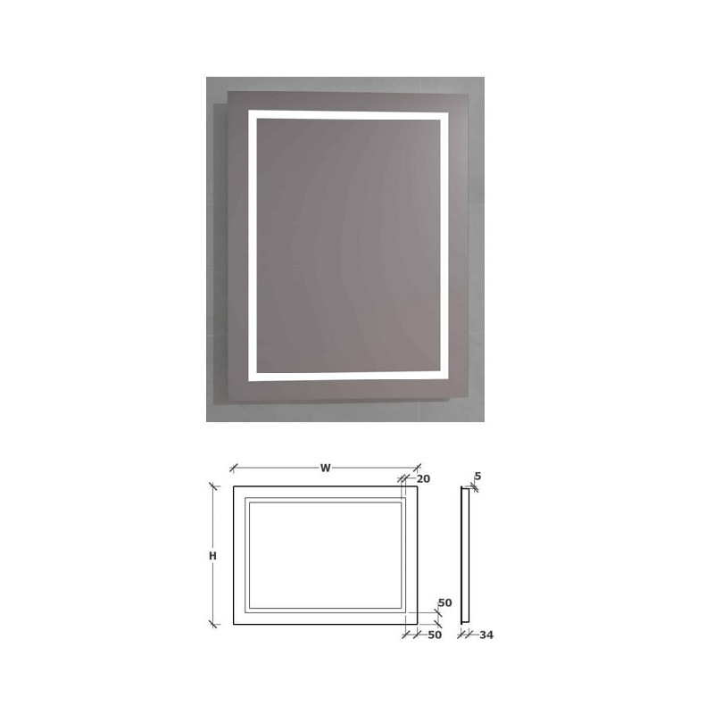 Spogulis LED ELLA 600x800, ELLA