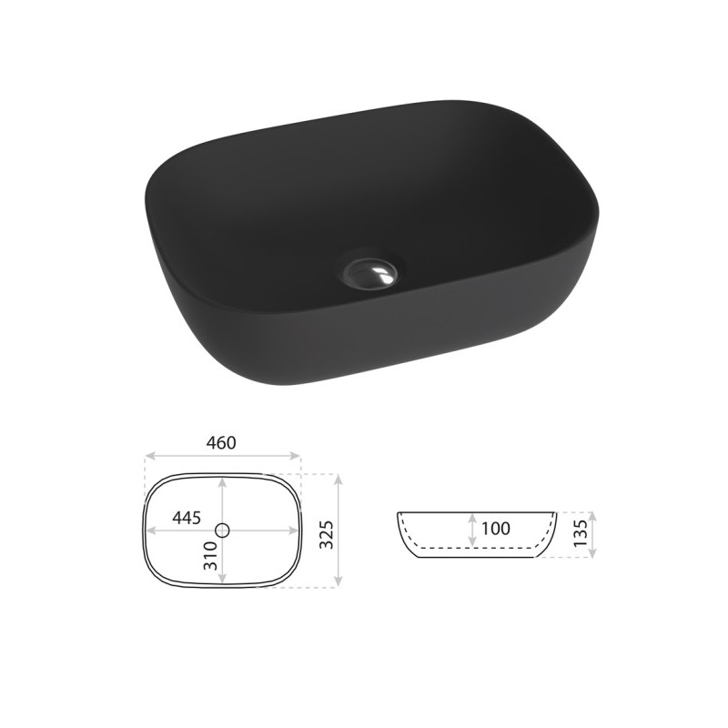Keramiskā izlietne La Vita Slim 5380MB, MELNA