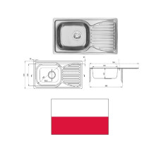 Kitchen sink stainless steel 78x43x16cm, DOPPIO_BEZ