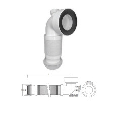 Corrug. plastic tube WC PVC 1024ELBOW1, 265-450mm