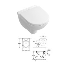 WC pot (wall hung) with SC seat, O.NOVO, O.NOVO