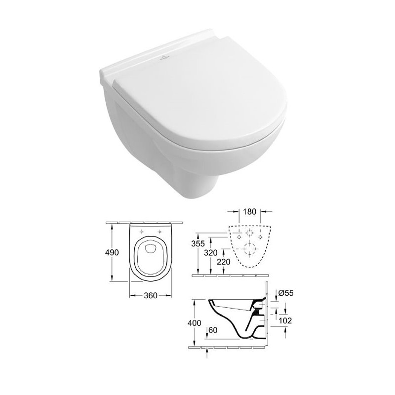 WC sienas pods O.NOVO ar SC vāku, O.NOVO