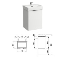 Skapītis Base ar izlietni Pro S 415x325, Mat./balts