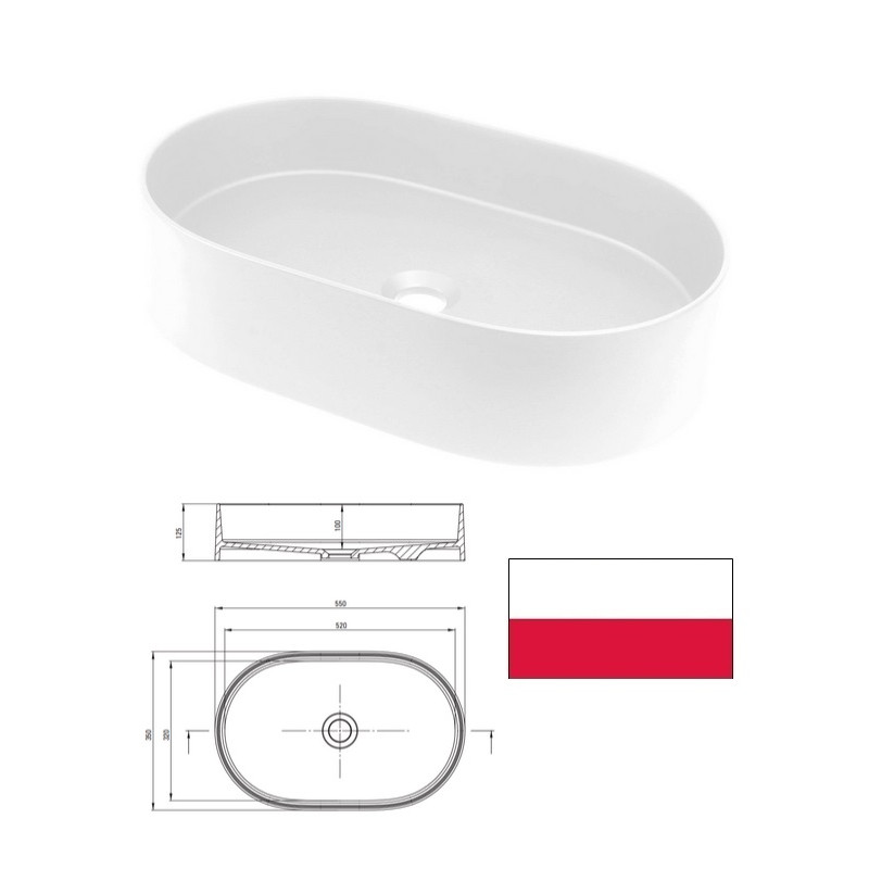 Гранитная раковина 550x350mm CQS_AU6S, SILIA