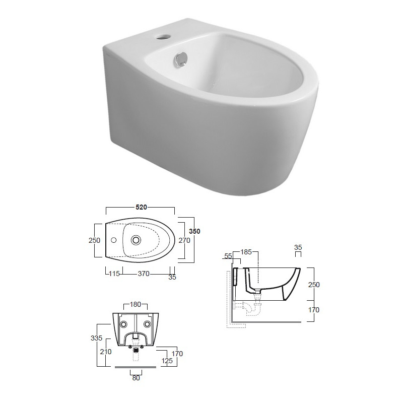 WC bidet (wall hung) 6901901 white, LFT 19