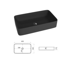 Ceramic sink LT-2197MB black, LaVita Pas